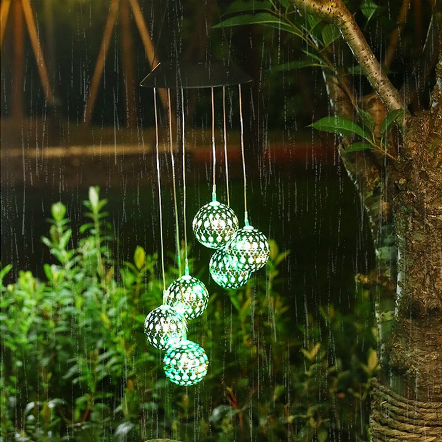 🌞Solar Metal Orb Wind Chime Mobile - Rainbow Color Changing LED Lights
